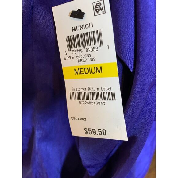BAR III LADIES COLD SHOULDER RUFFLED BLOUSE, DEEP IRIS PURPLE, MEDIUM, NWT - Picture 7 of 7